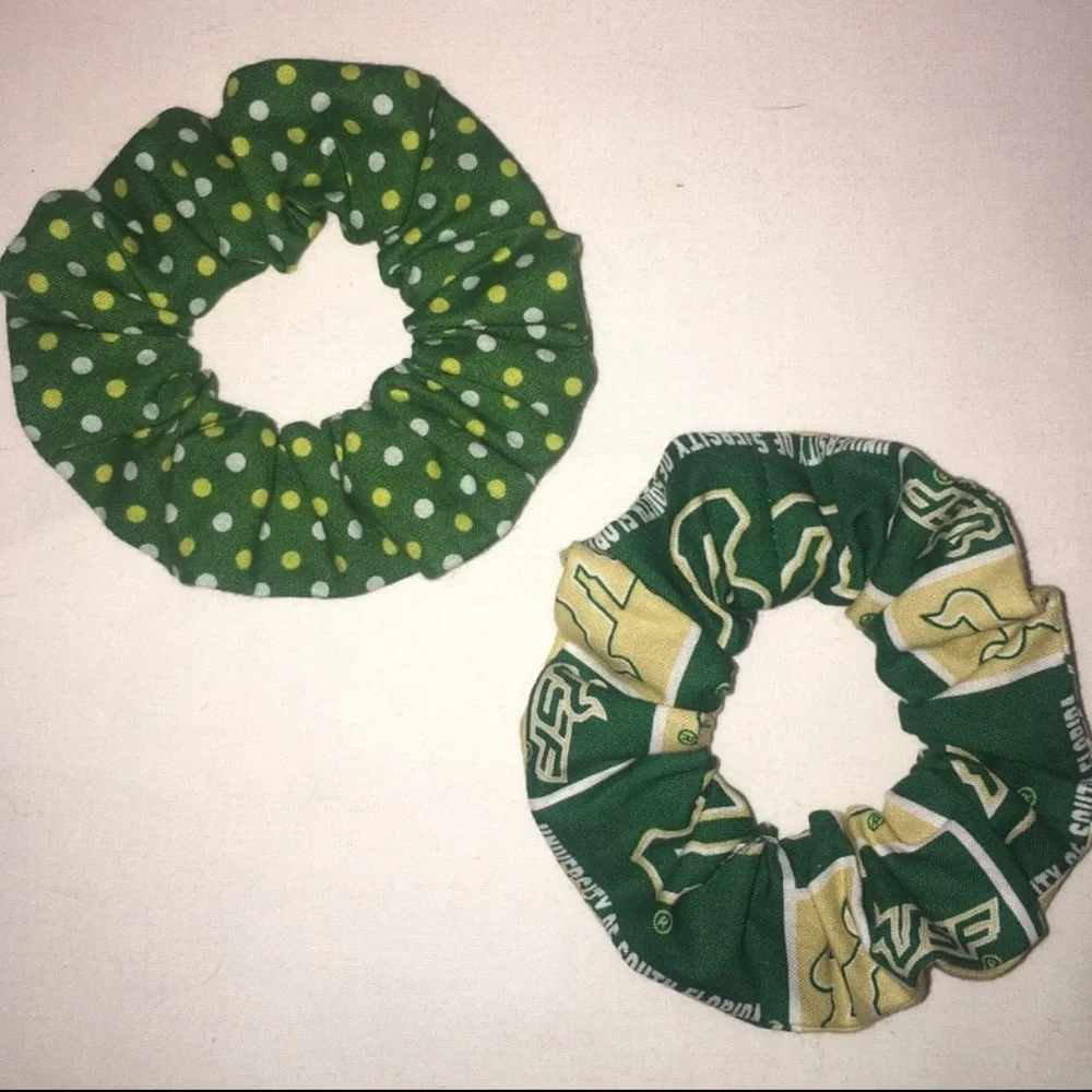 NWT USF Bulls Hair Scrunchies Wristbands 2 Pack Made in the USA